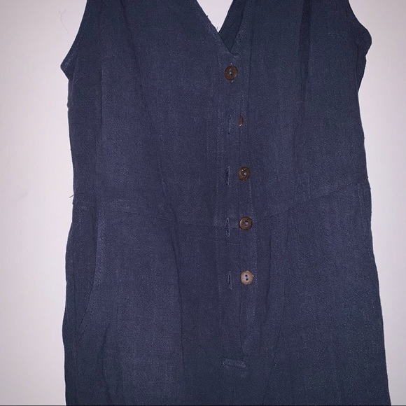 Vici Button Down Tie Waist Navy Romper Size Med - Picture 14 of 16